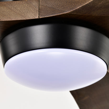 52" Matte Black Flush Mount Wood Ceiling Fan with Remote - view 13