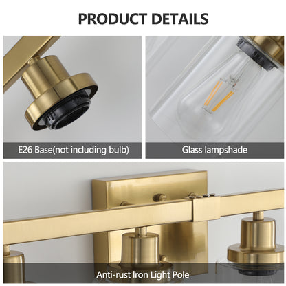 24" 4-Light Gold Vanity Light with Clear Glass - view 6