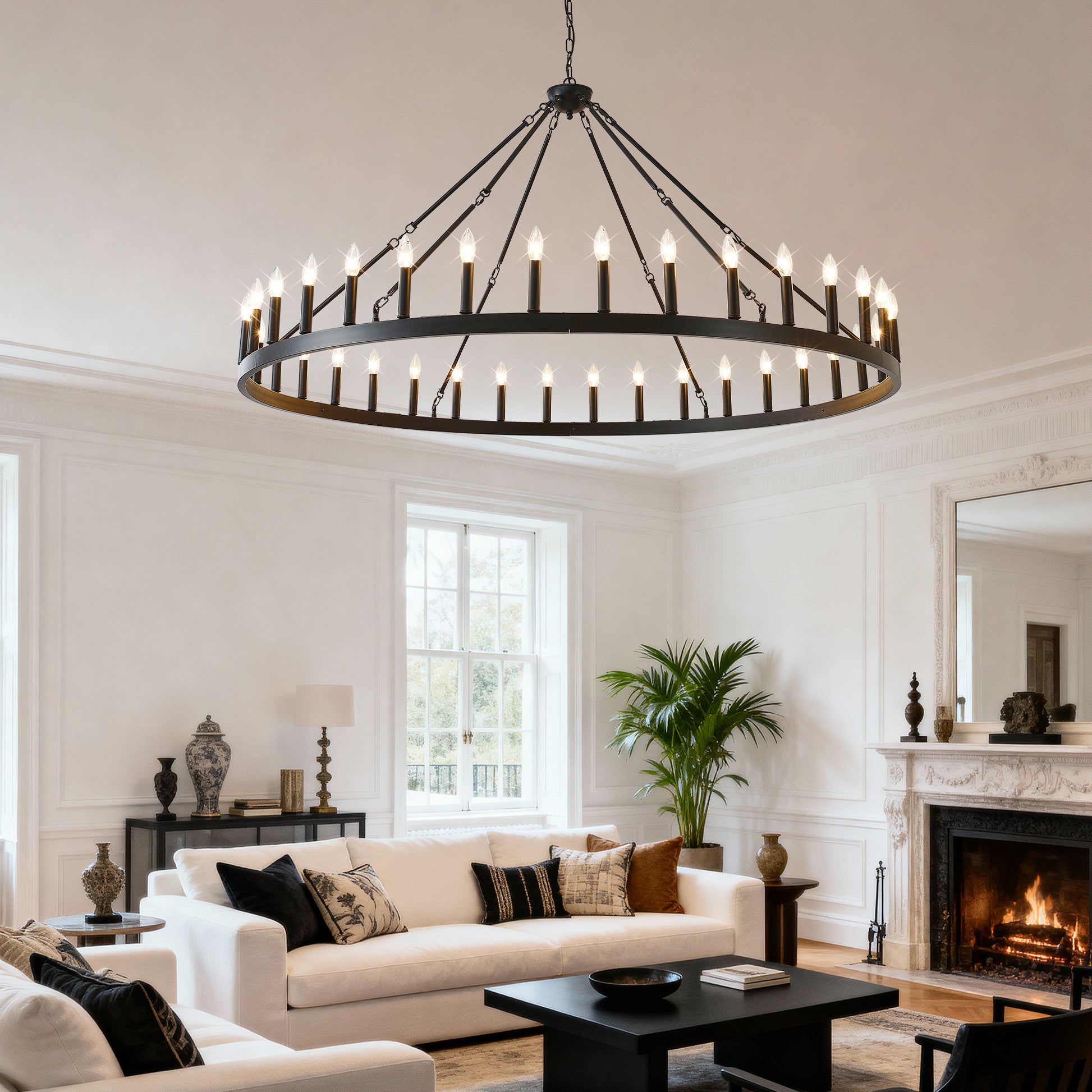 63.8" 36-Light Wagon Wheel Farmhouse Chandelier - view 7