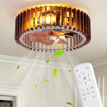 20" Walnut Caged Fandelier Ceiling Fan with Remote