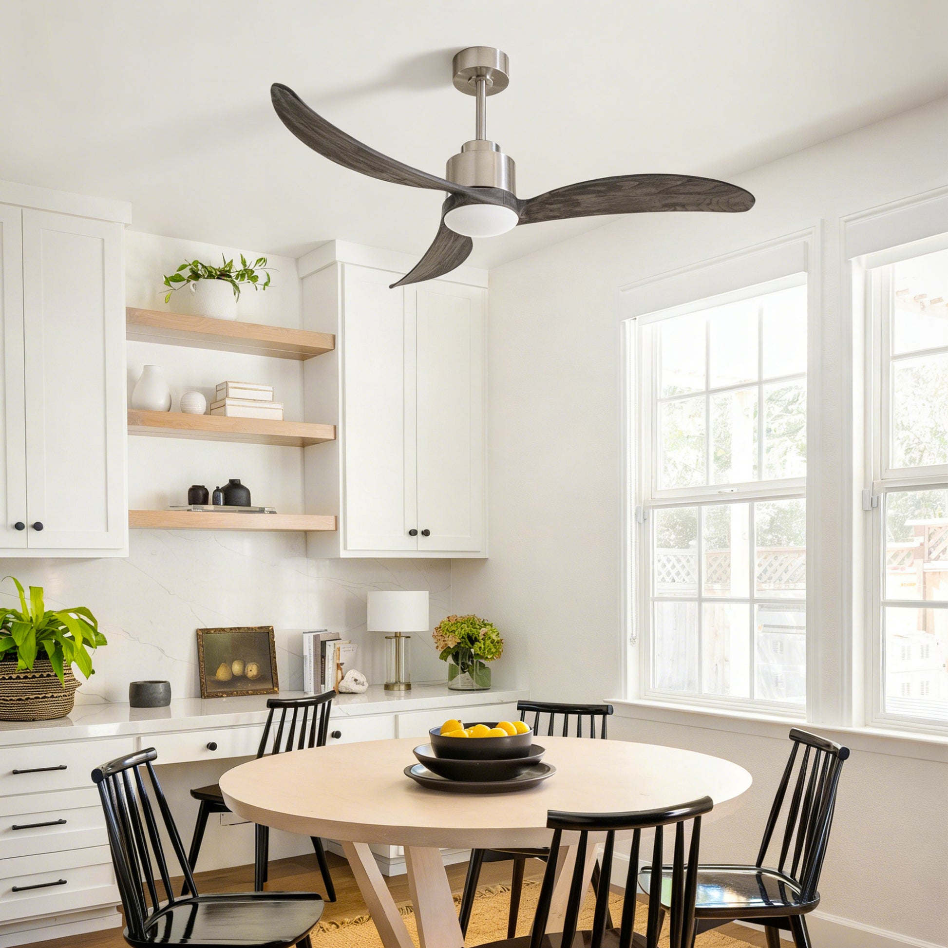 52" Nickel & Wood Ceiling Fan with Remote - view 2