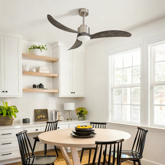 52" Nickel & Wood Ceiling Fan with Remote - view 2