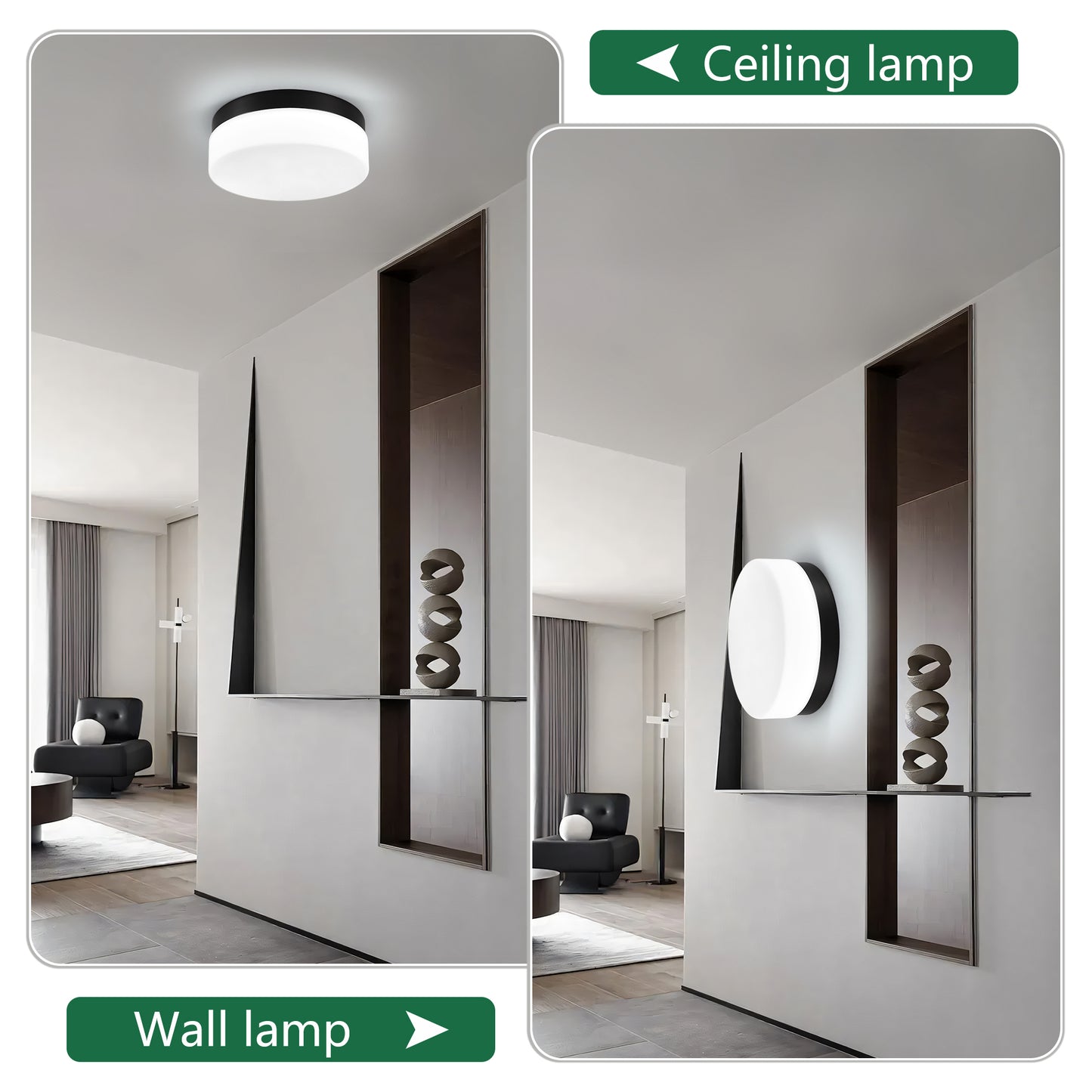 12" Black Round LED Flush Mount Ceiling Light - view 4