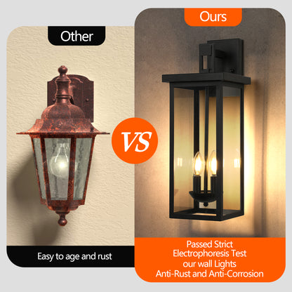 22" Matte Black Dusk to Dawn Outdoor Wall Lantern, Set of 2 - view 5