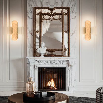 13.8" Natural Marble Gold Wall Sconce, Set of 2 - view 2