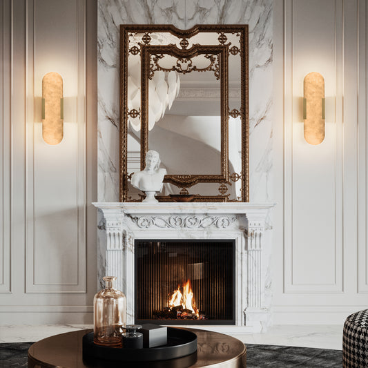 13.8" Natural Marble Gold Wall Sconce, Set of 2 - view 2