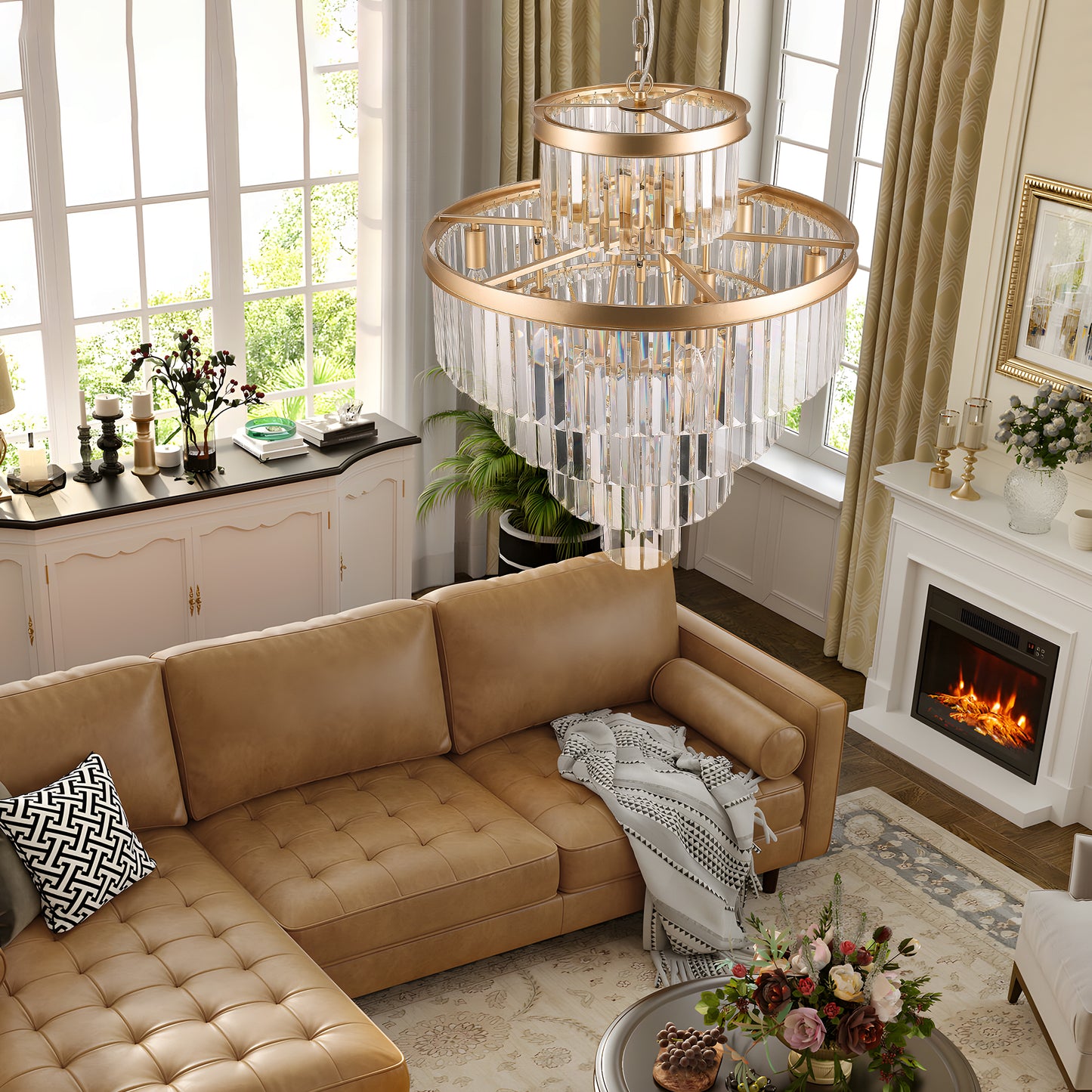 23.6" Gold Luxury Crystal Pendant Chandelier - view 4