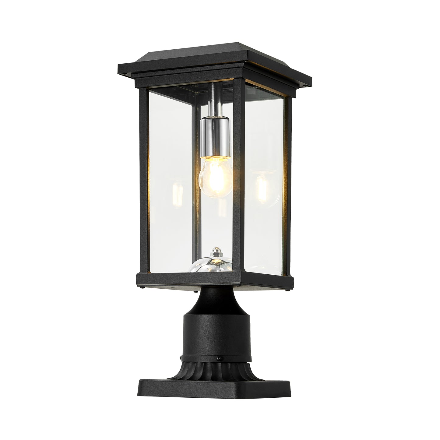 Black Aluminum Outdoor Post Light with Dusk to Dawn Sensor