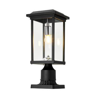 Black Aluminum Outdoor Post Light with Dusk to Dawn Sensor