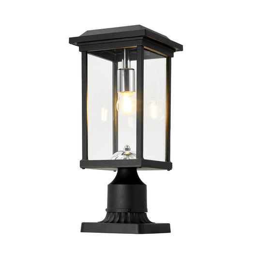 Black Aluminum Outdoor Post Light with Dusk to Dawn Sensor