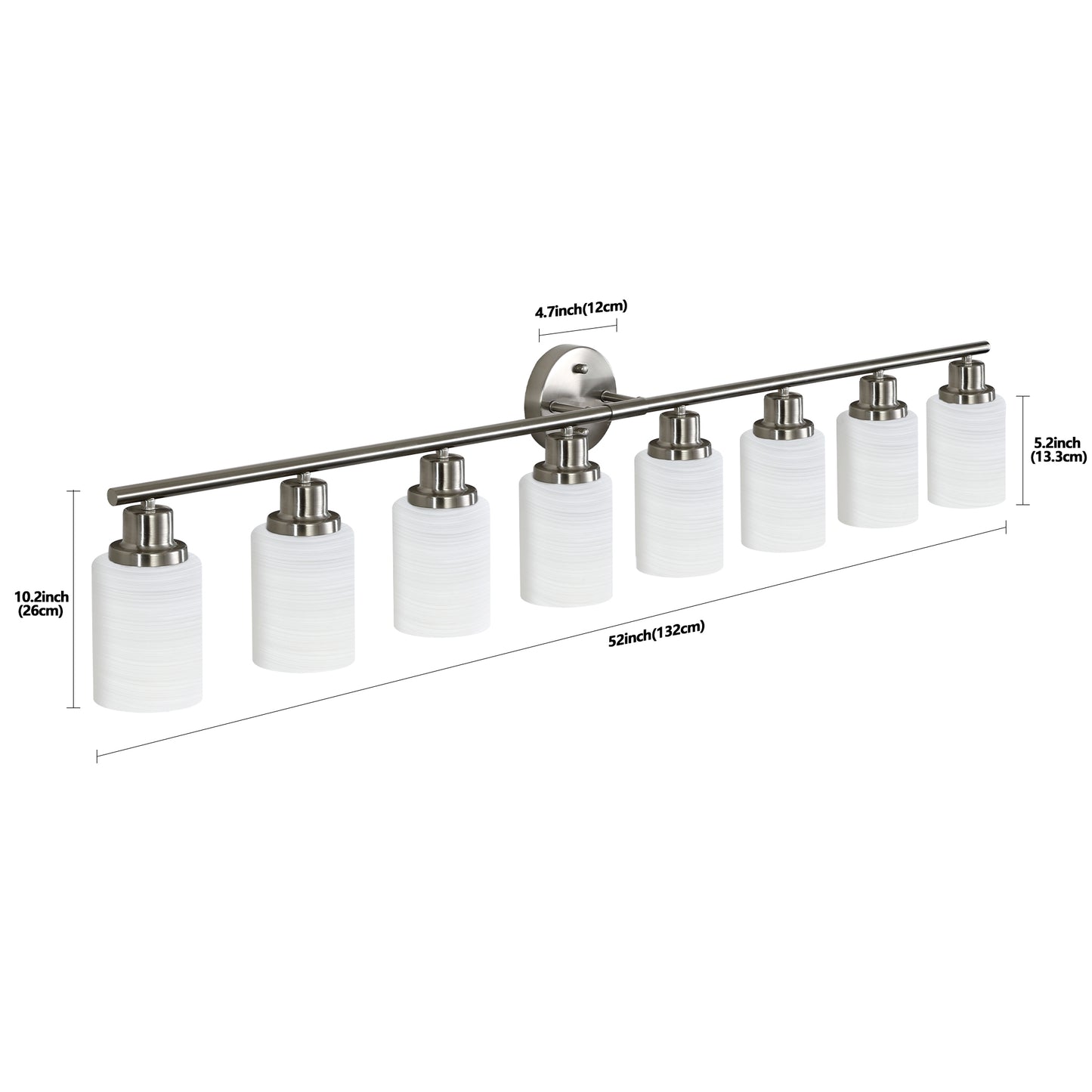 52" 8-Light Brushed Nickel Vanity Light with Frosted Glass - view 8