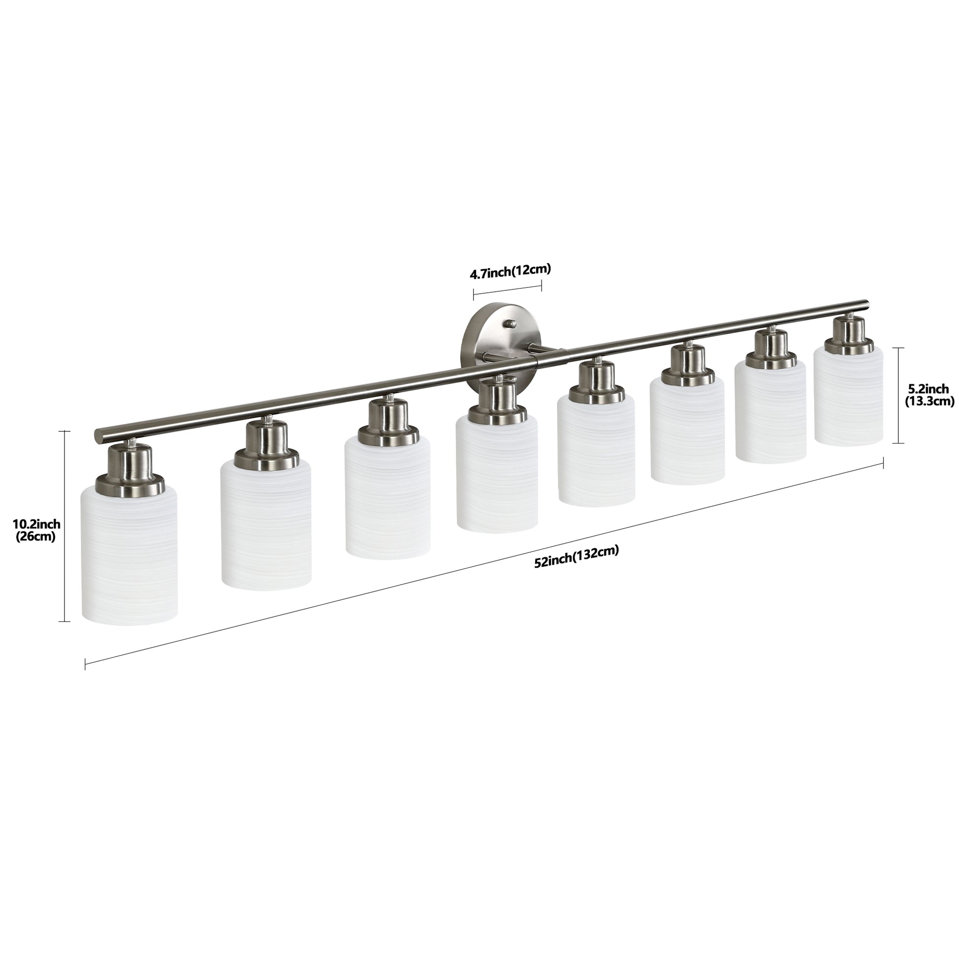 52" 8-Light Brushed Nickel Vanity Light with Frosted Glass - view 8
