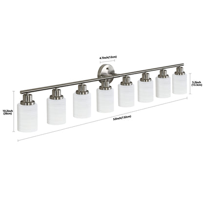52" 8-Light Brushed Nickel Vanity Light with Frosted Glass - view 8
