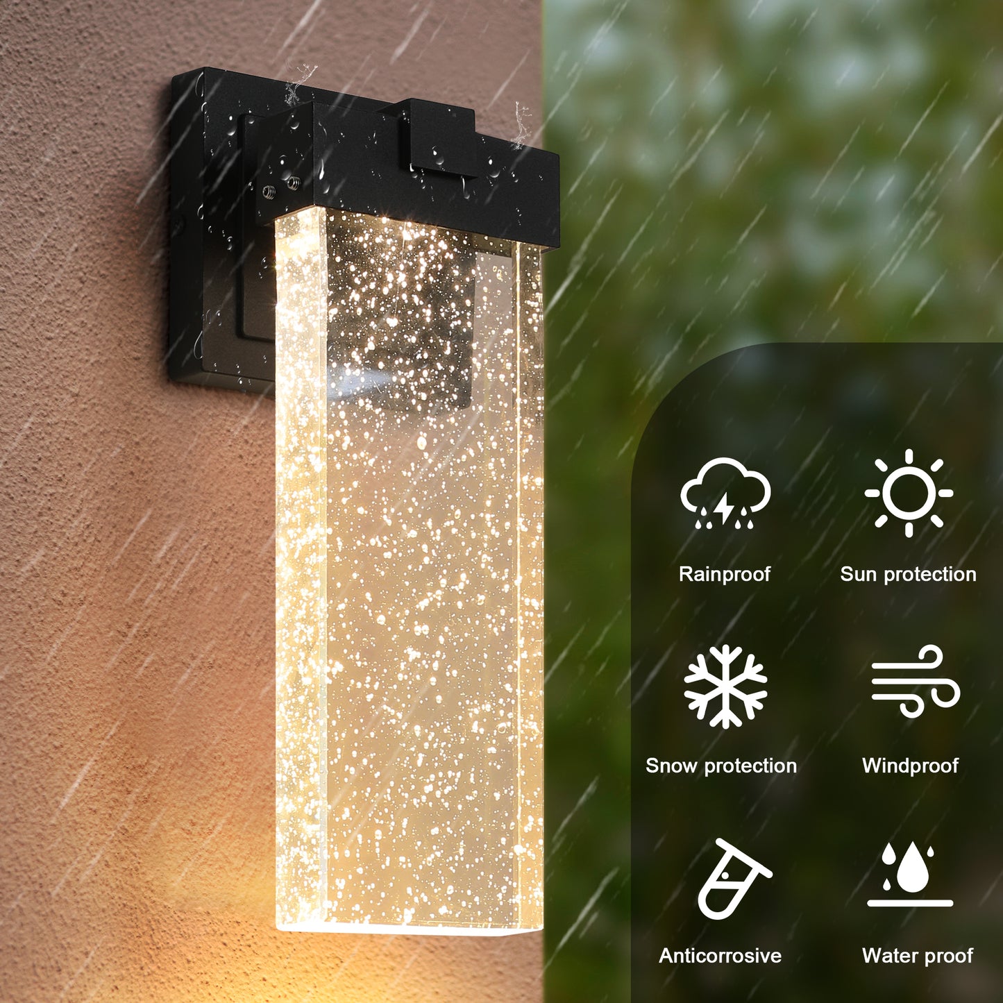 Black Bubble Crystal Outdoor Wall Light, Set of 2 - view 9