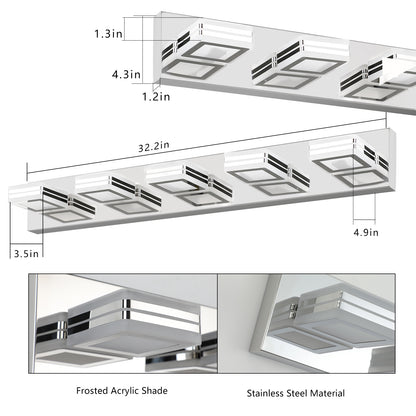 32" 5-Light Chrome Acrylic LED Vanity Wall Light - view 7