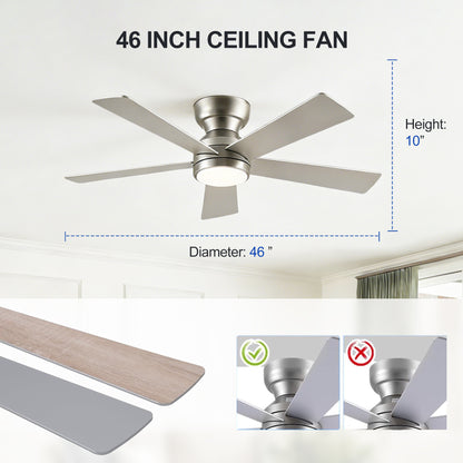 46" Silver 5-Blade Ceiling Fan with LED Light & Remote - view 12