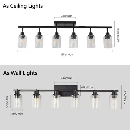 6-Light Black Track Lighting Kit with Glass Shades - view 8