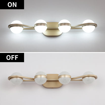 28" 4-Light Gold LED Vanity Light with Crystal Sand Shades - view 7