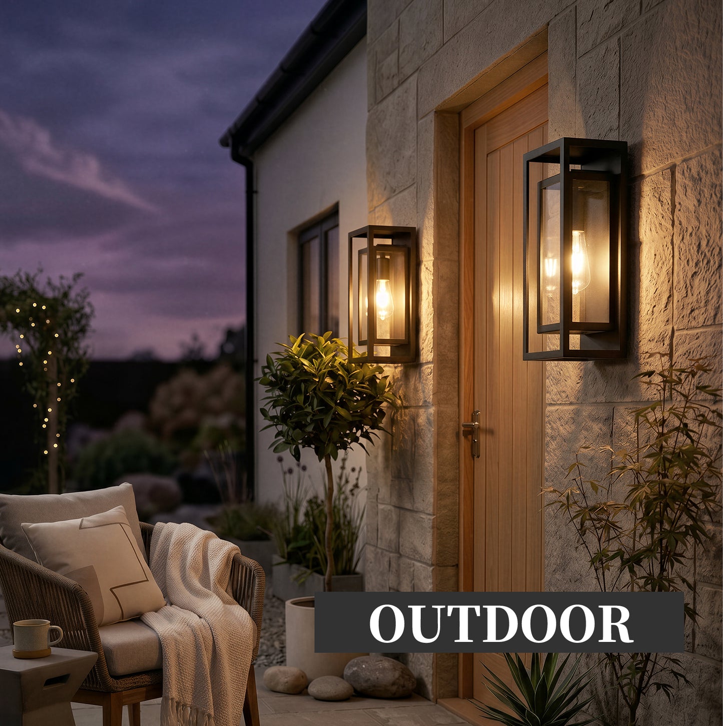 14" Black Outdoor Wall Lantern with Clear Glass, Set of 2 - view 5