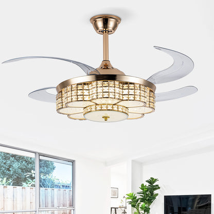 48" Gold Retractable Blade Ceiling Fan with Light & Remote - view 2