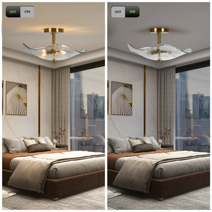 16.5" 2-Light Gold Glass Semi Flush Mount Ceiling Light - view 6
