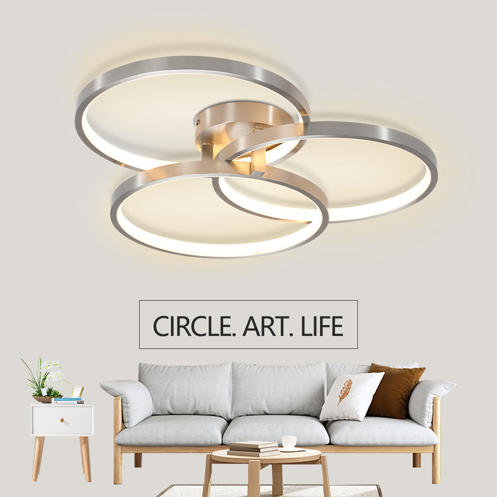 20" Brushed Nickel 3-Ring LED Flush Mount Ceiling Light - view 4
