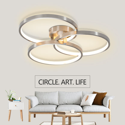 20" Brushed Nickel 3-Ring LED Flush Mount Ceiling Light - view 4