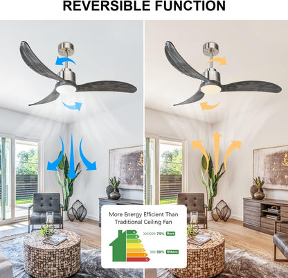52" Nickel & Wood Ceiling Fan with Remote - view 16
