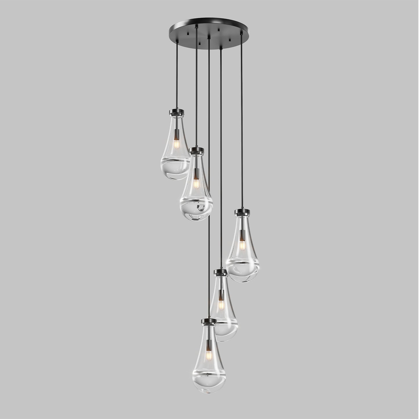 5-Light Black Cluster Pendant Chandelier - view 9