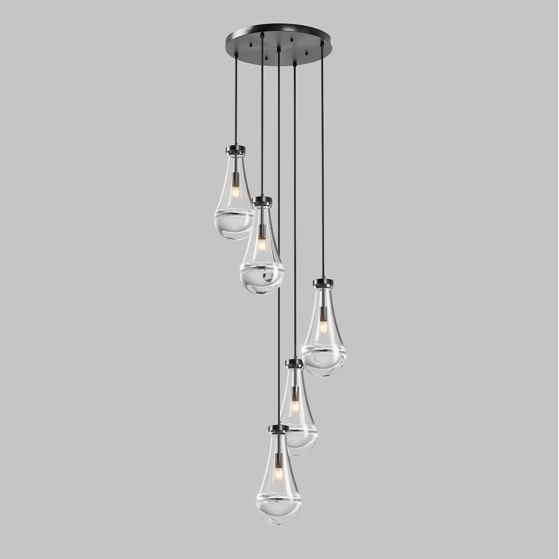 5-Light Black Cluster Pendant Chandelier - view 9