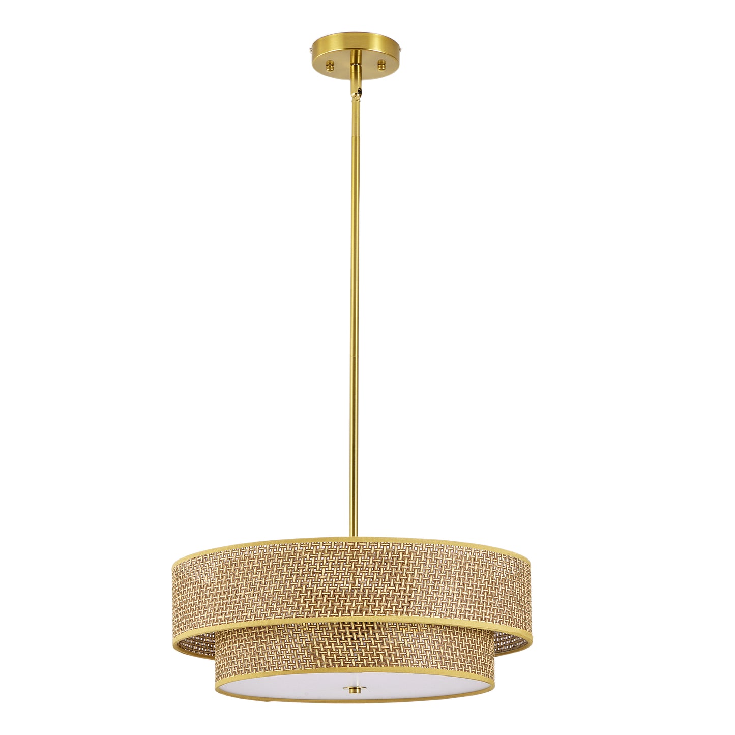 17.7" Gold Woven Rattan Semi Flush Mount Chandelier - view 9