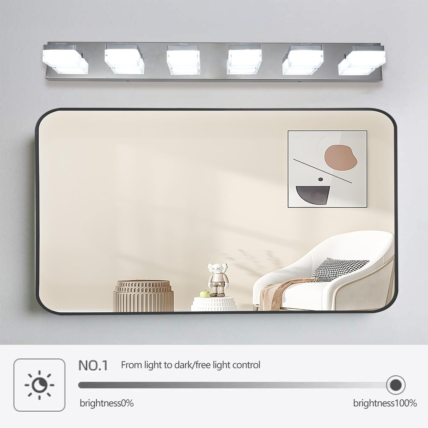Modern 6-Light Chrome LED Vanity Light - view 2