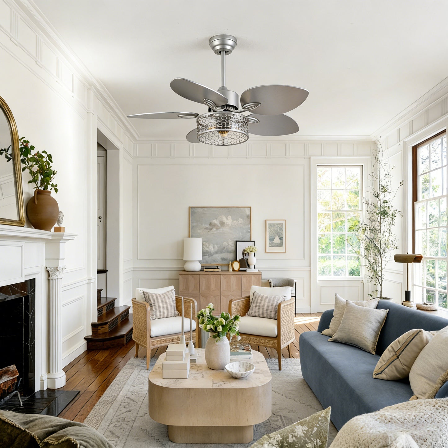 42" Silver Reversible Ceiling Fan with Remote - view 4