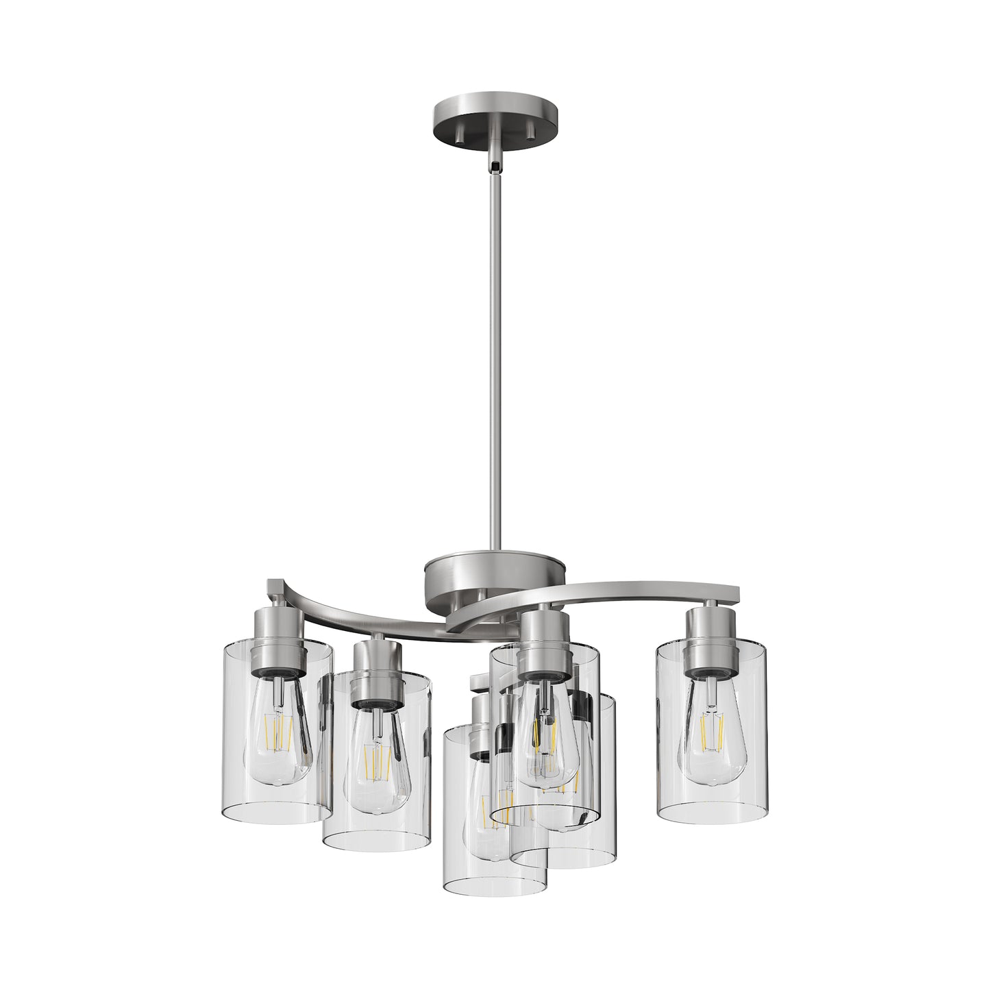 6-Light Brushed Nickel Chandelier with Clear Glass - view 8