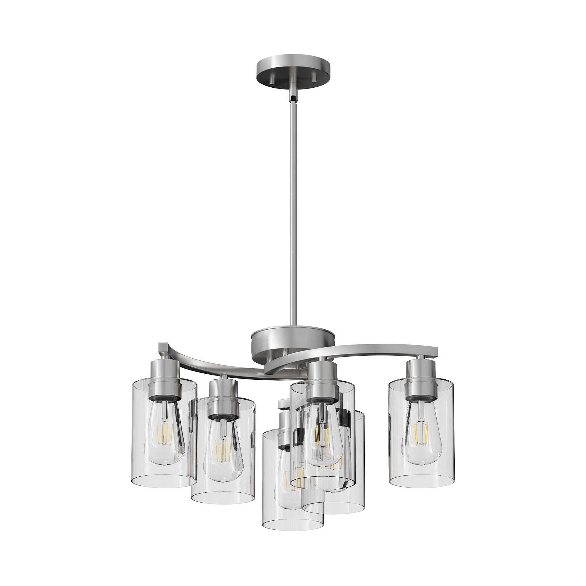 6-Light Brushed Nickel Chandelier with Clear Glass - view 8