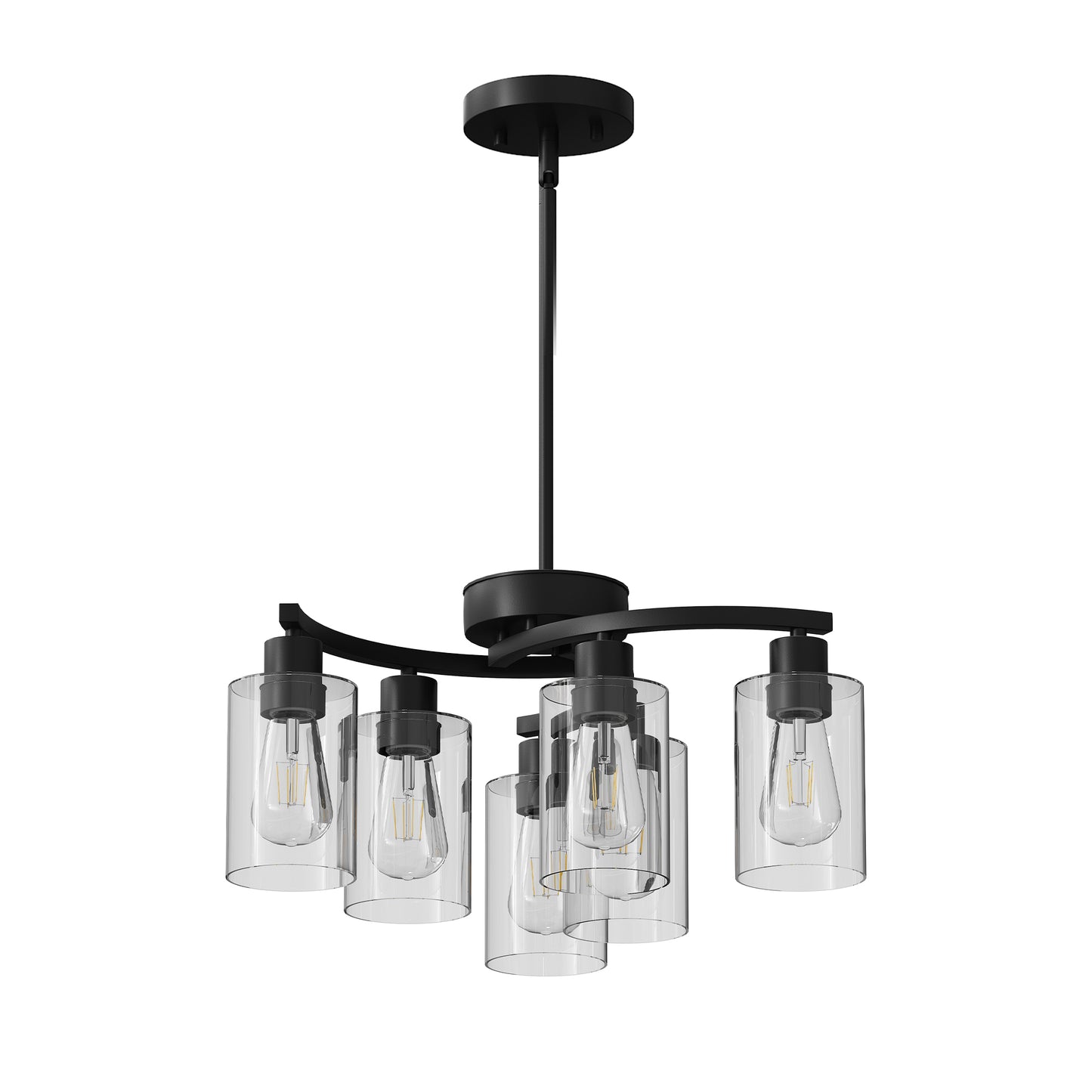 6-Light Black Farmhouse Chandelier with Clear Glass - view 8