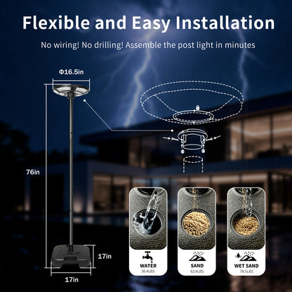 Black Solar UFO LED Street Light with Pole - view 8