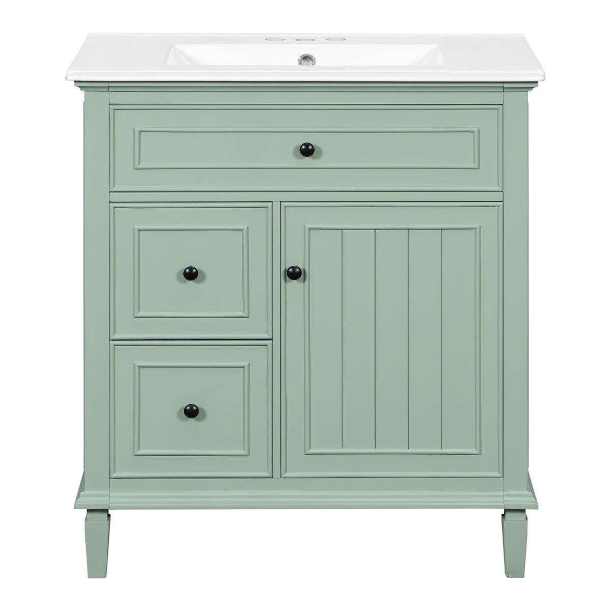 30" Green Bathroom Vanity with Sink, Flip Drawer & Shelf