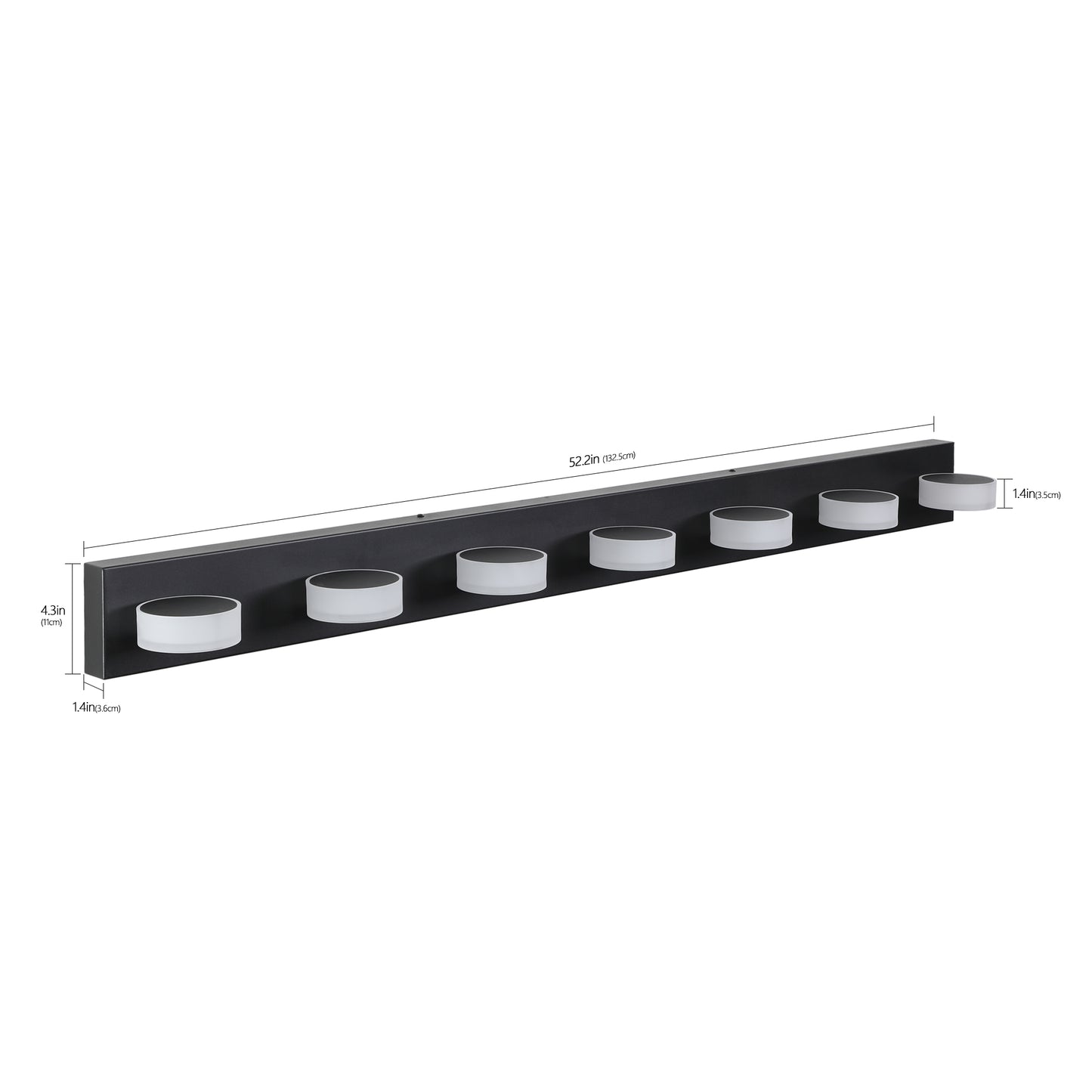 52" 7-Light Black Vanity Light with Dimmable LED - view 8