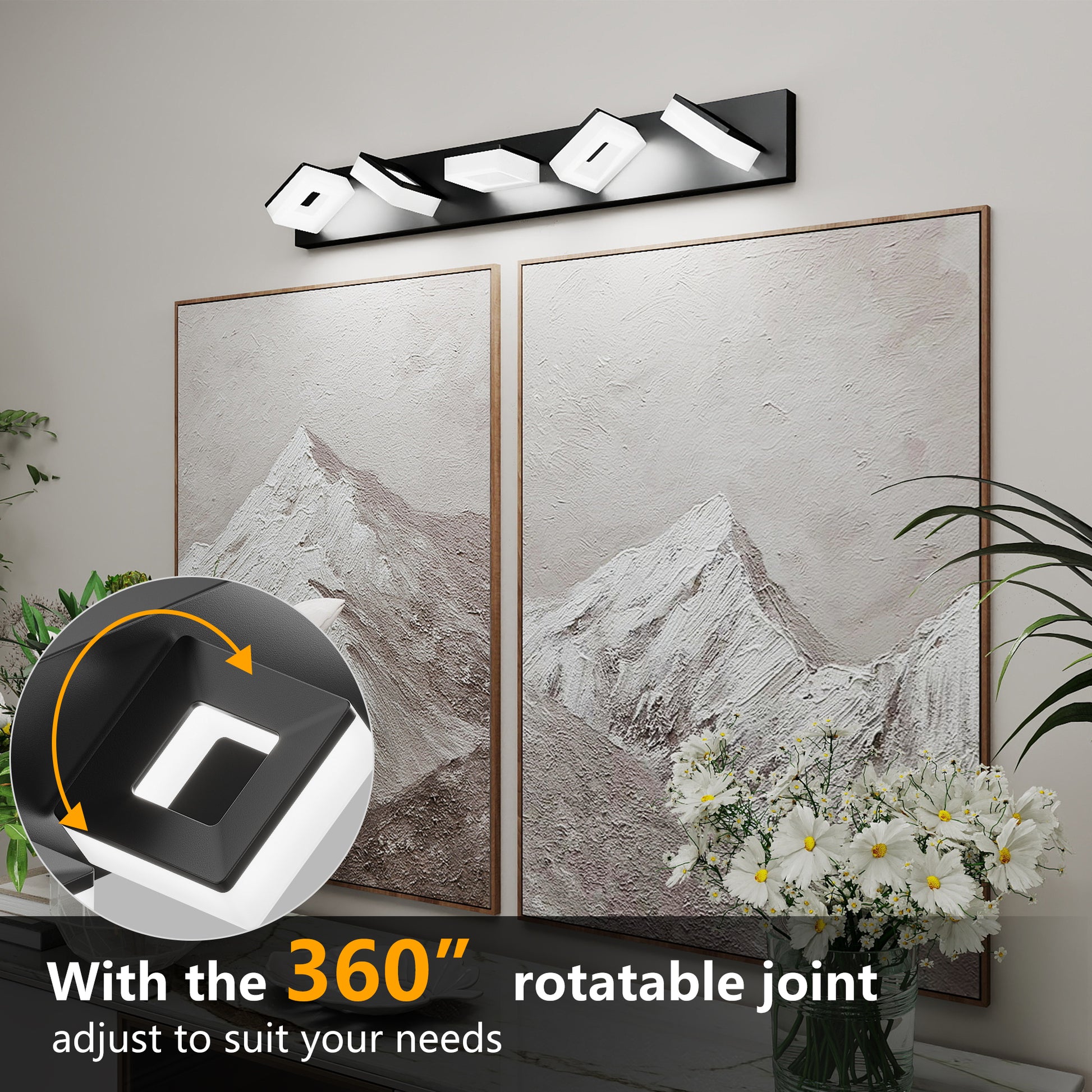 32" 5-Light Matte Black LED Vanity Light - view 5