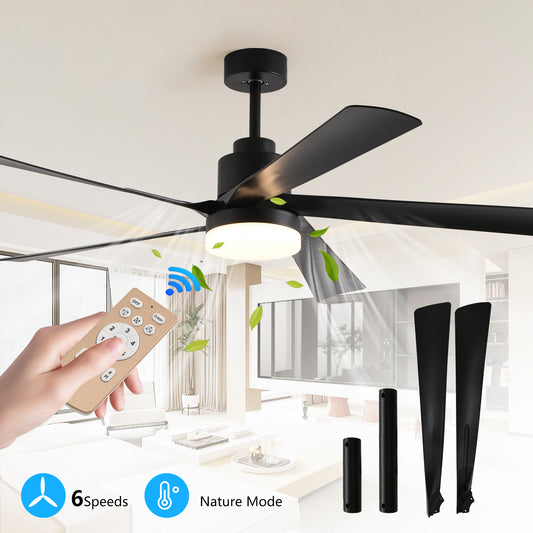 65" Black 5-Blade Ceiling Fan with Dimmable LED - view 2