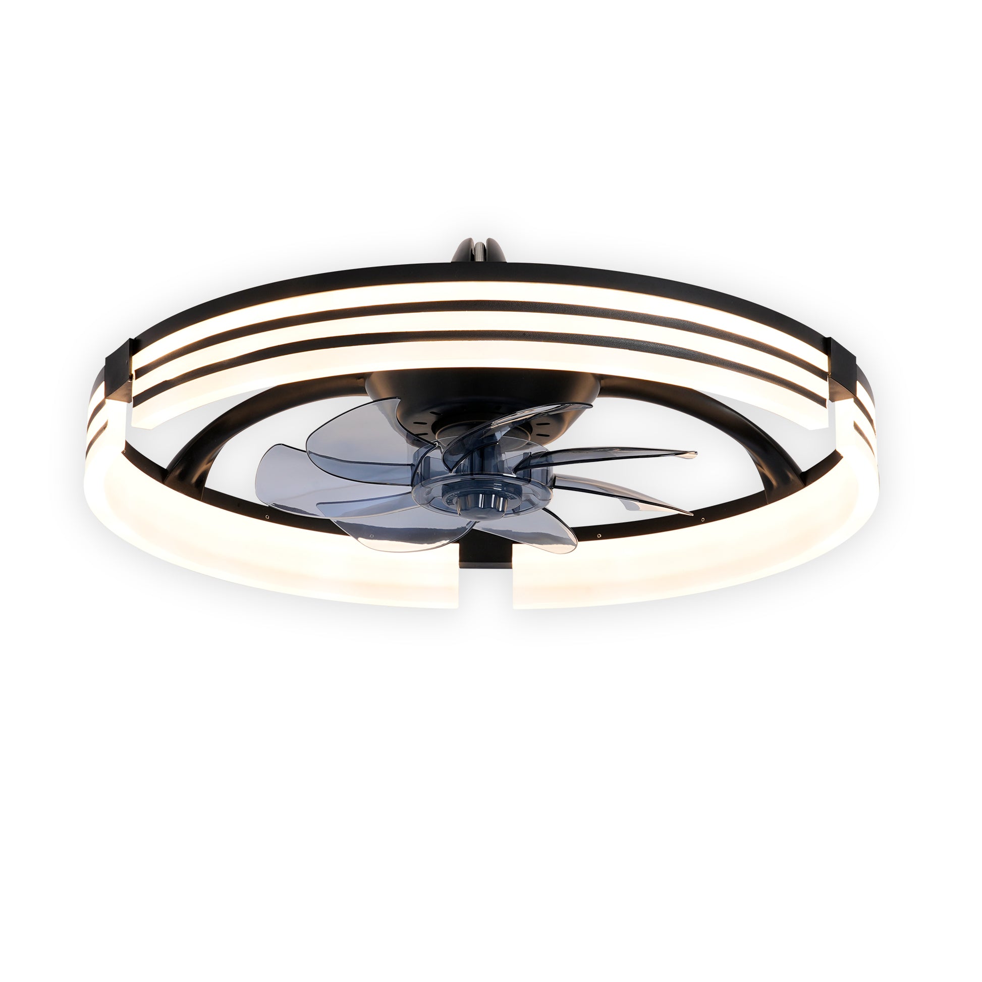 20" Matte Black Flush Mount Ceiling Fan with Dimmable LED - view 19
