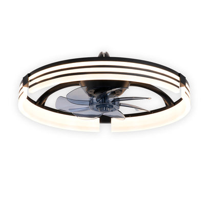 20" Matte Black Flush Mount Ceiling Fan with Dimmable LED - view 19