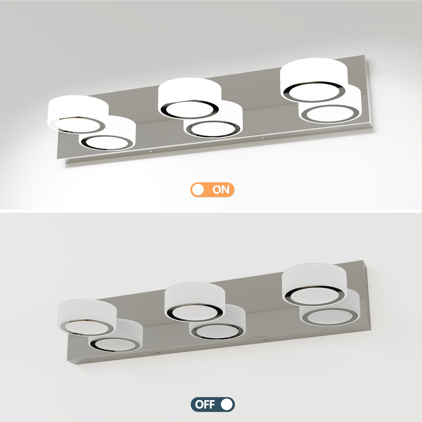 21" 3-Light Chrome Rotating Oval LED Vanity Light - view 7