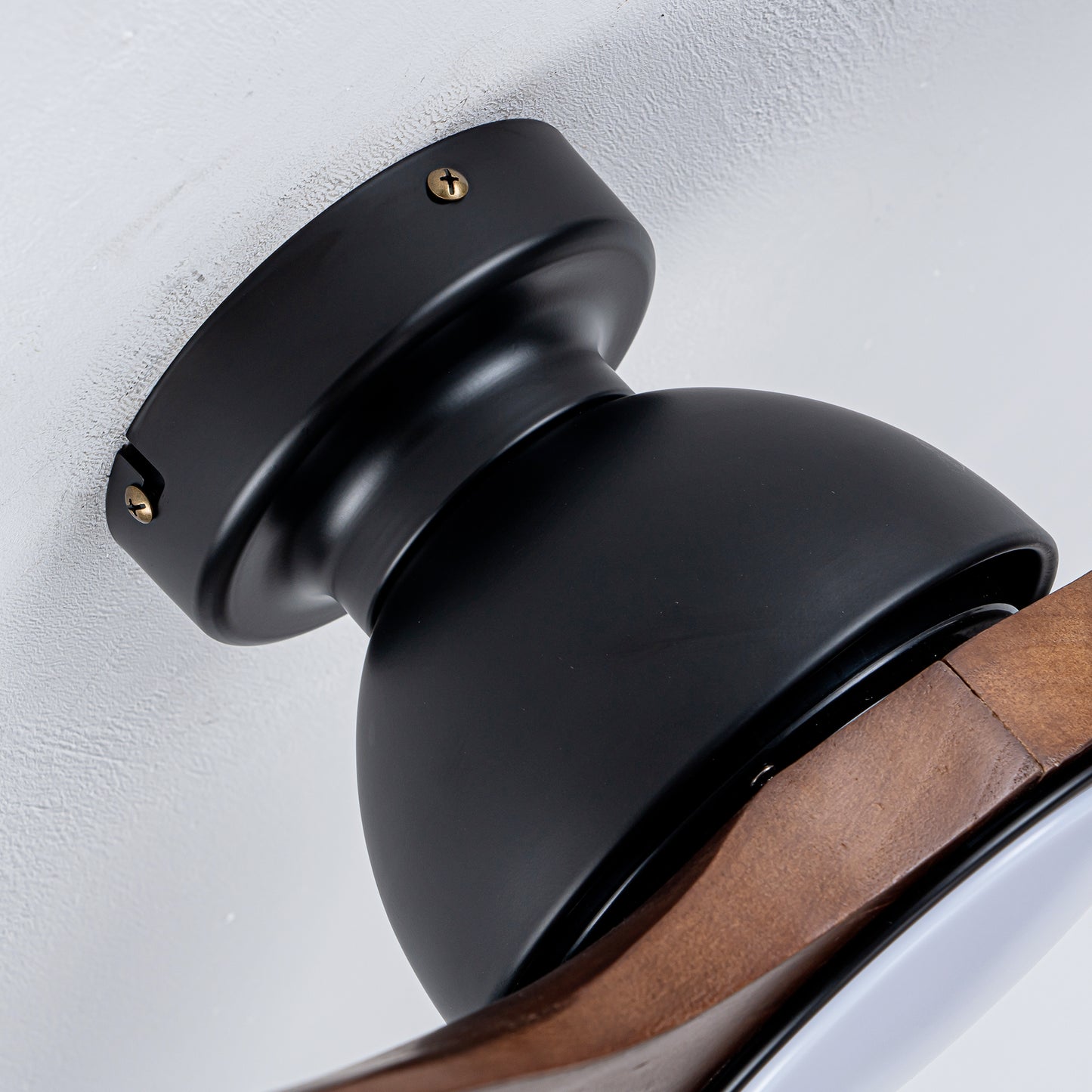 52" Matte Black Flush Mount Wood Ceiling Fan with Remote - view 14