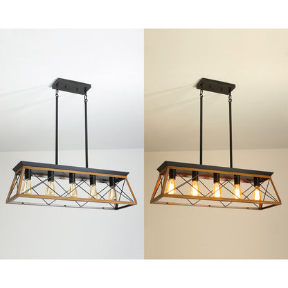 32" 5-Light Walnut Caged Industrial Chandelier - view 8