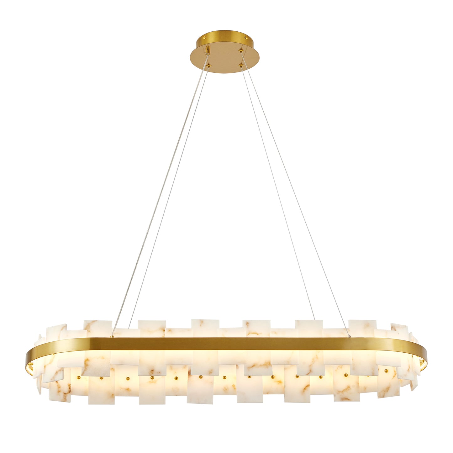 46.8" Gold Alabaster Rectangle Chandelier - view 7
