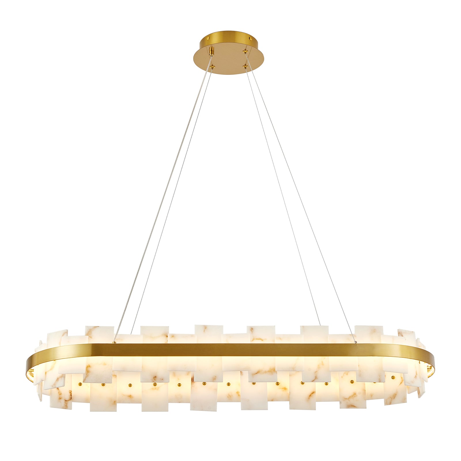 46.8" Gold Alabaster Rectangle Chandelier - view 7