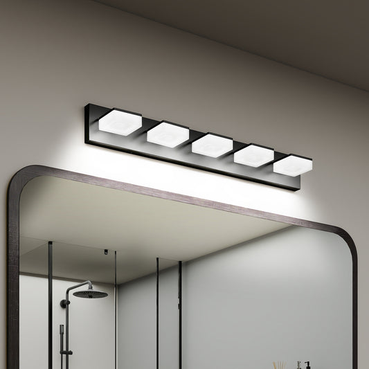 32" 5-Light Matte Black LED Vanity Light