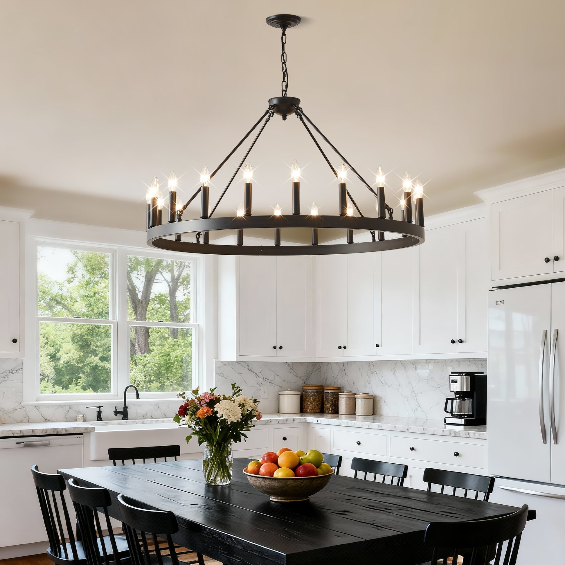 39.4" 20-Light Wagon Wheel Farmhouse Chandelier - view 7
